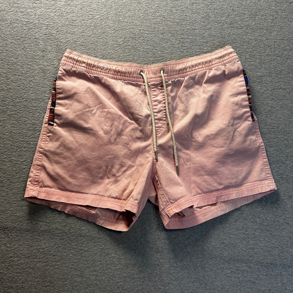 Beach Shorts Mens Medium Pink Swim Trunks Drawstring Swimwear WOWIE